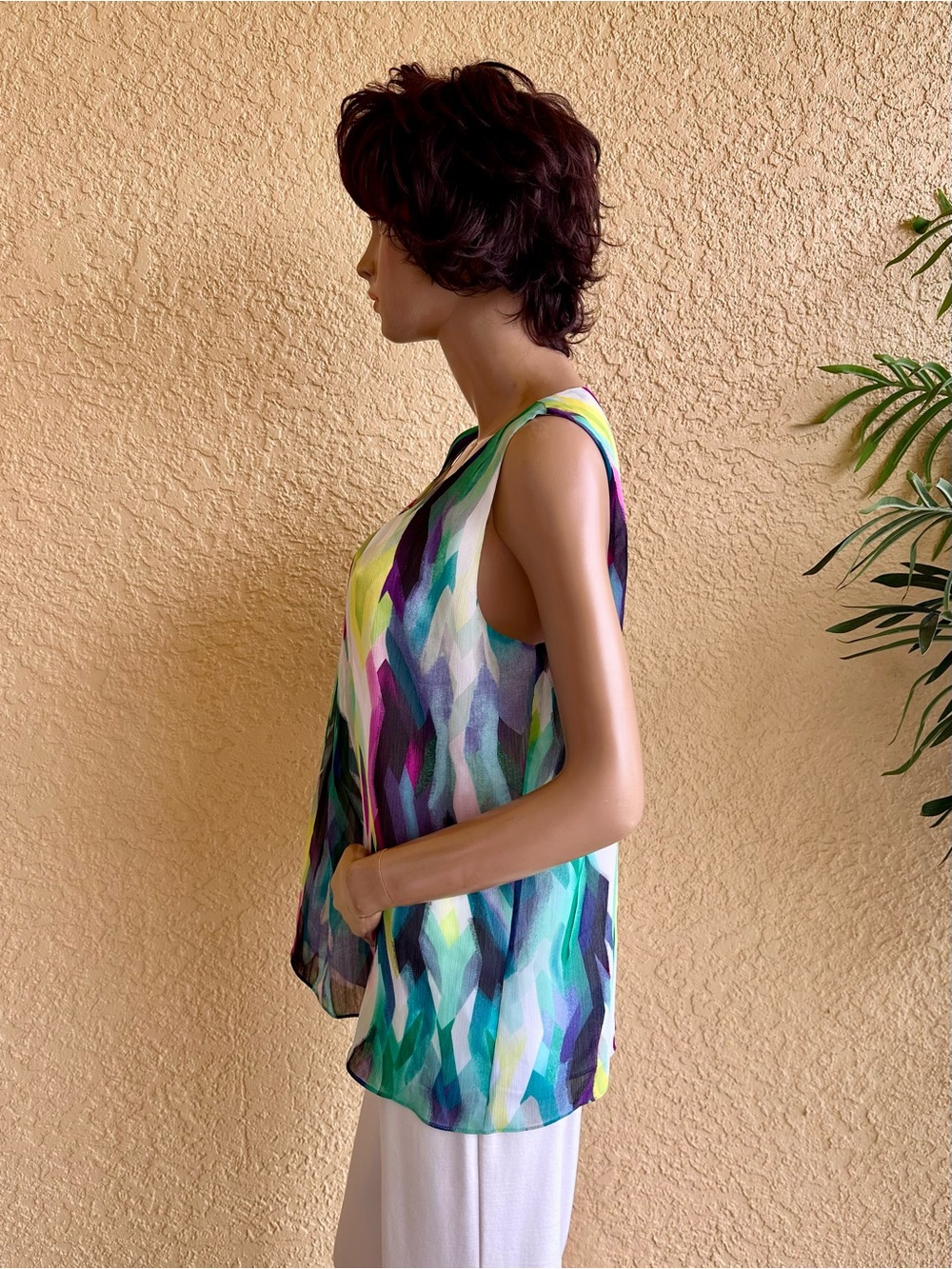 Anne Klein watercolor sleeveless lined shell top - Picture 4 of 8